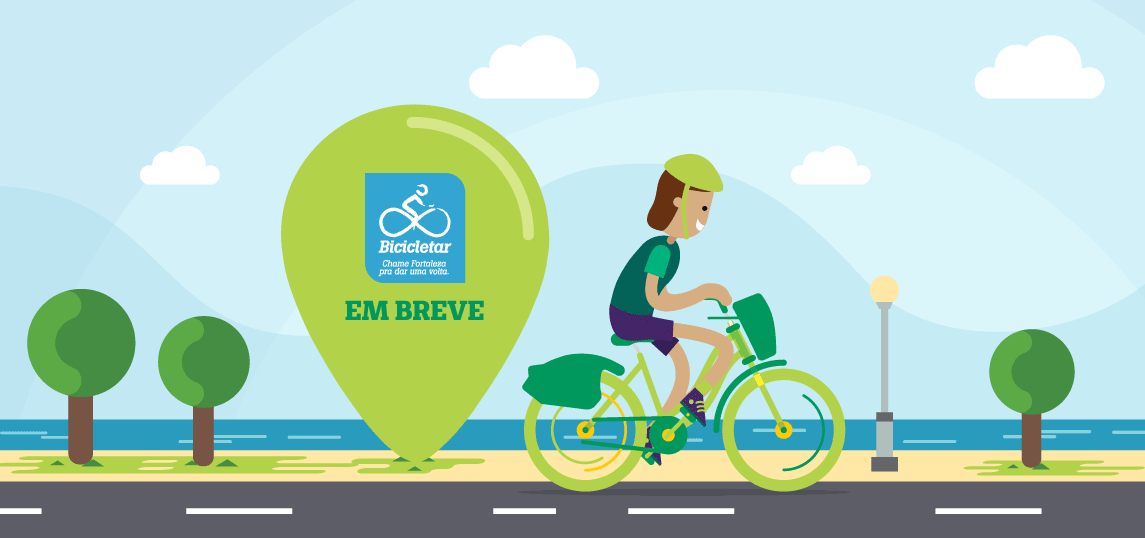 ilustrao com bicicleta da Unimed na praia