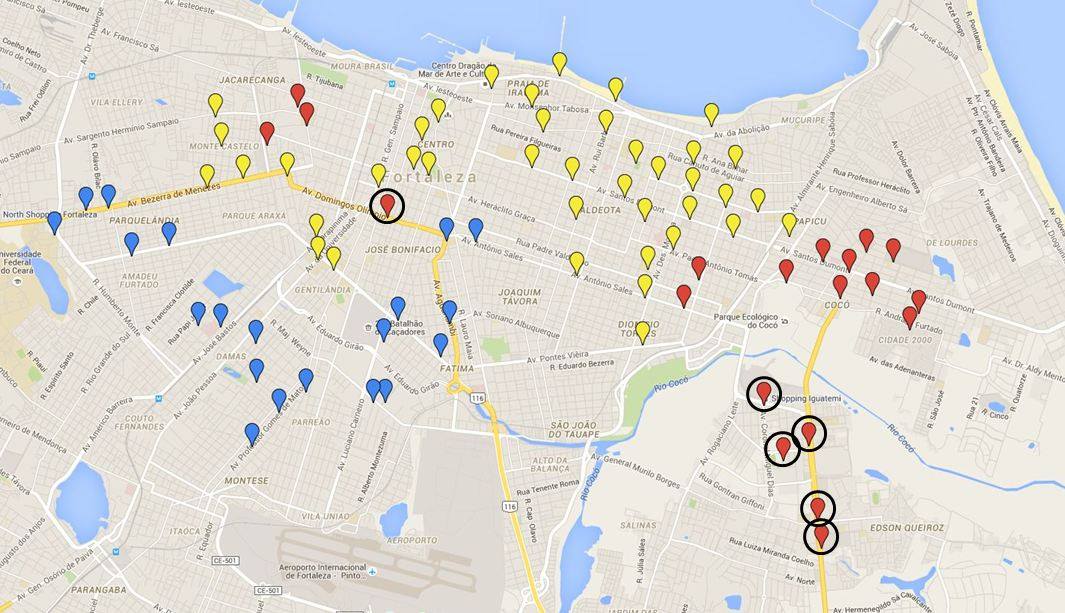 mapa com as novas estações do Bicicletar