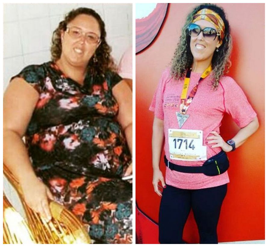 Fotos da colaboradora Mariana antes e depois de perder 40kg