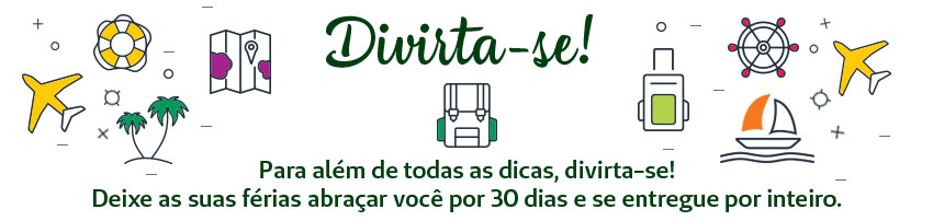 Rodap com vrios cones de viagem