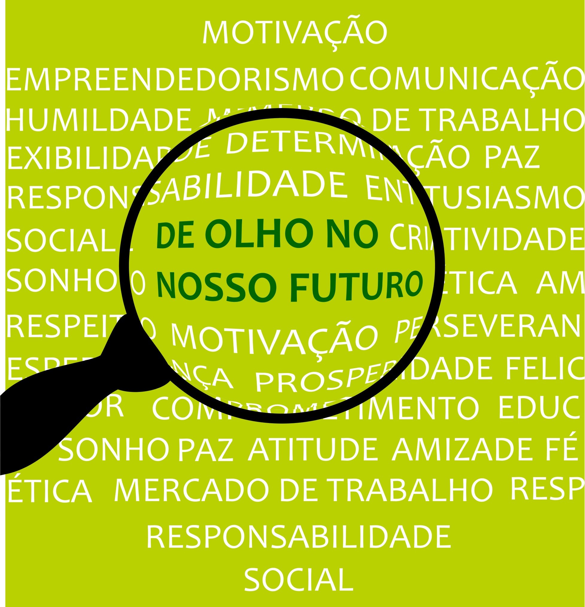 Banner com uma lupa ampliando o texto "De Olho No Nosso Futuro"