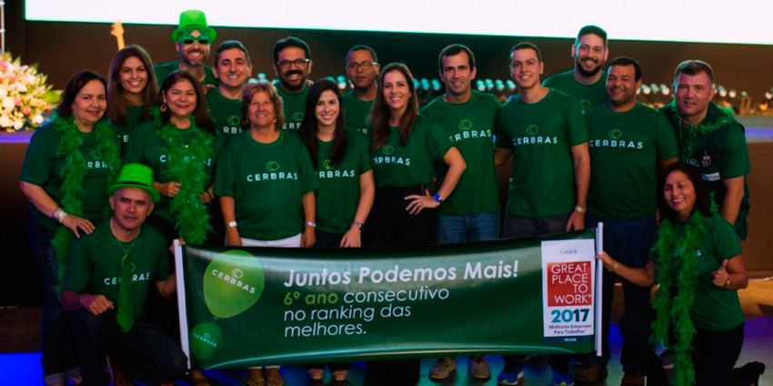 Equipe da empresa Cerbras reunida no Prêmio GPTW 2017
