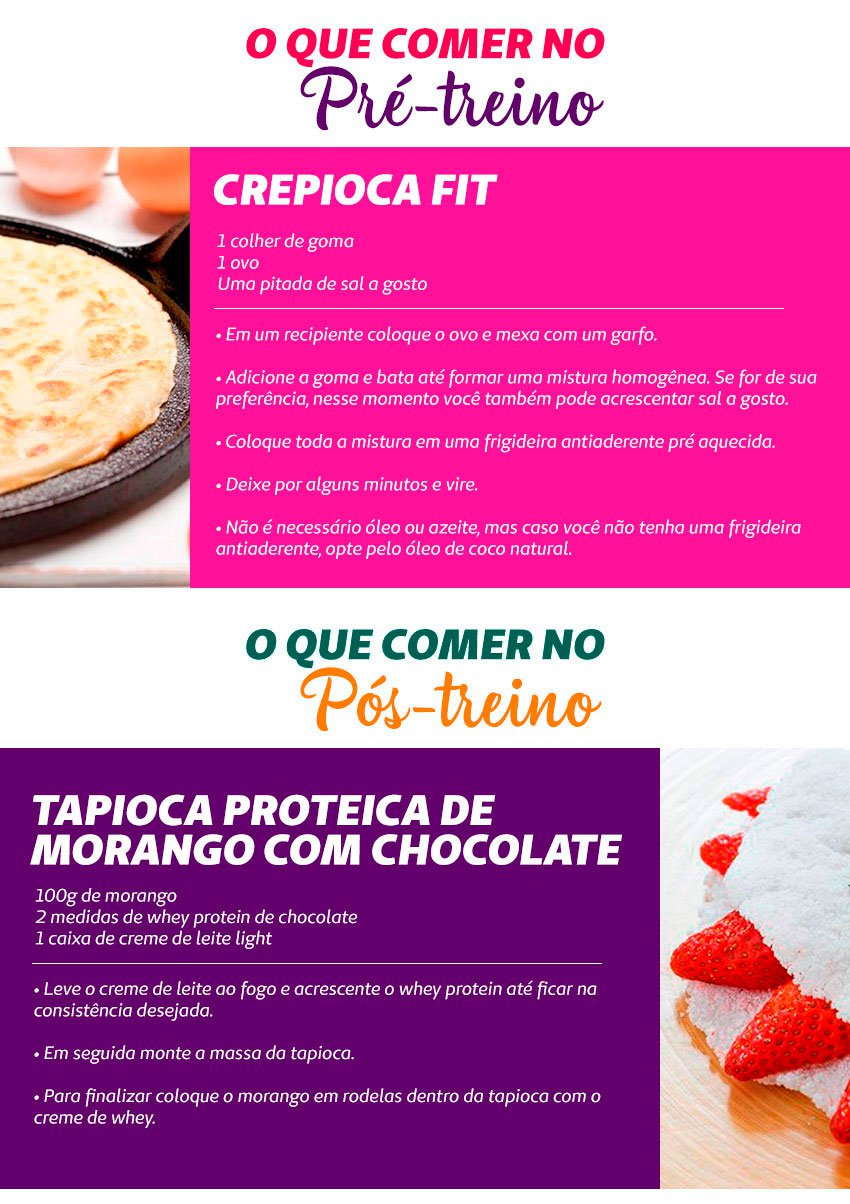 Receitas com opo de alimentao pr e ps-treino