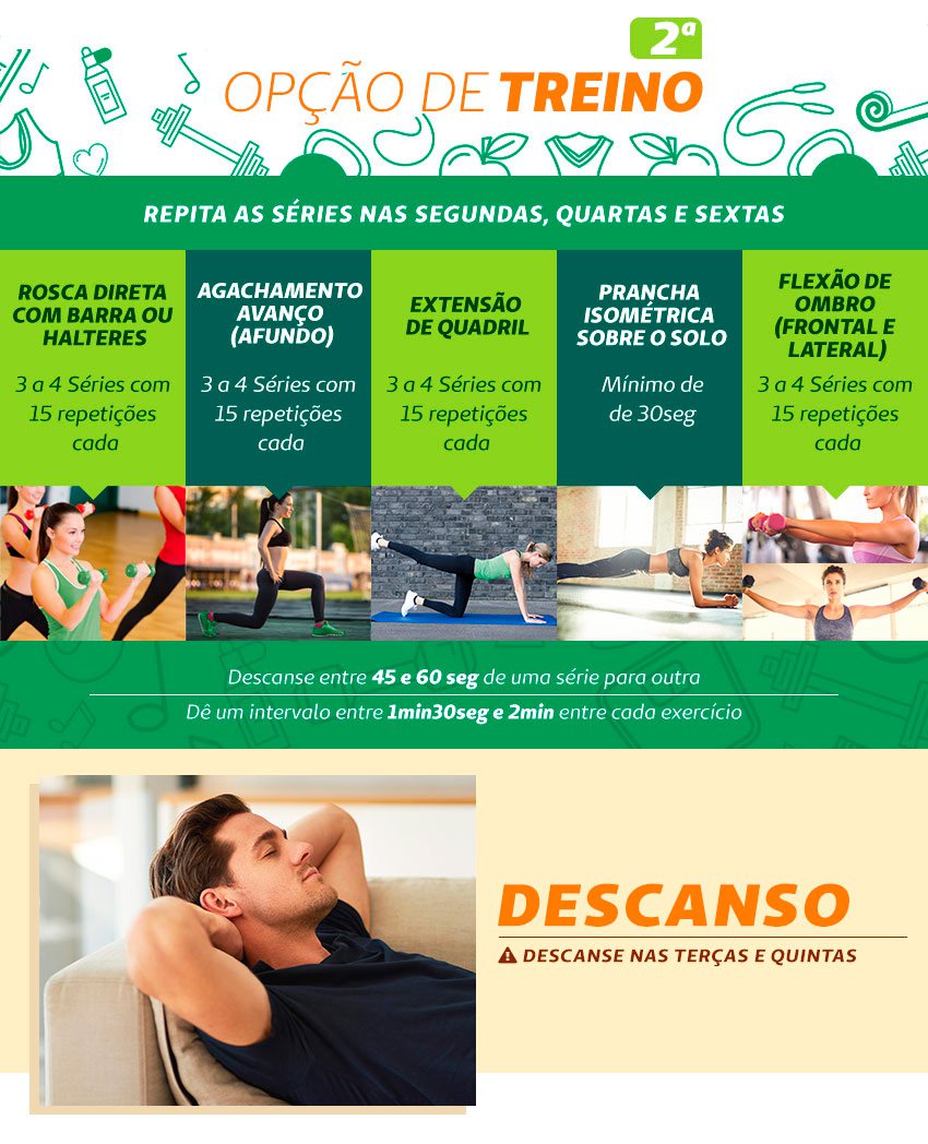 Infogrfico com a segunda opo de treino de musculao em casa