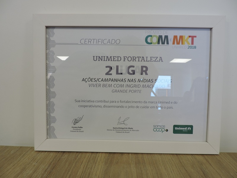 Certificado de 2º lugar na categoria Ações/Campanhas nas Mídias Sociais