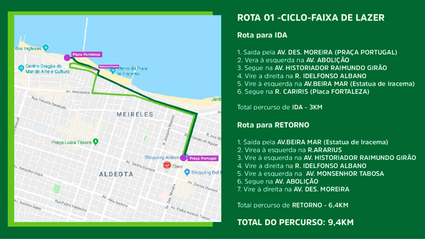 Mapa do percurso Dia Mundial sem Carro