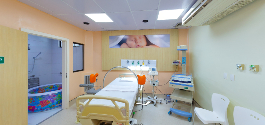 sala de parto adequado do Hospital Unimed