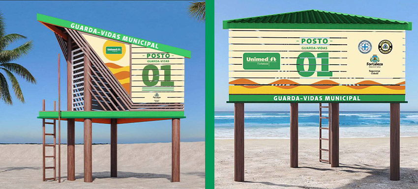 Imagens dos postos guarda-vidas que sero inaugurados em 2022 na Praia de Iracema