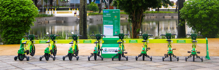 Foto da nova estao do Mini Bicicletar no Parque da Criana